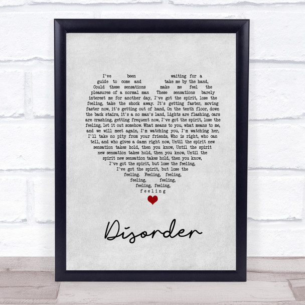Joy Division Disorder Grey Heart Song Lyric Music Poster Print