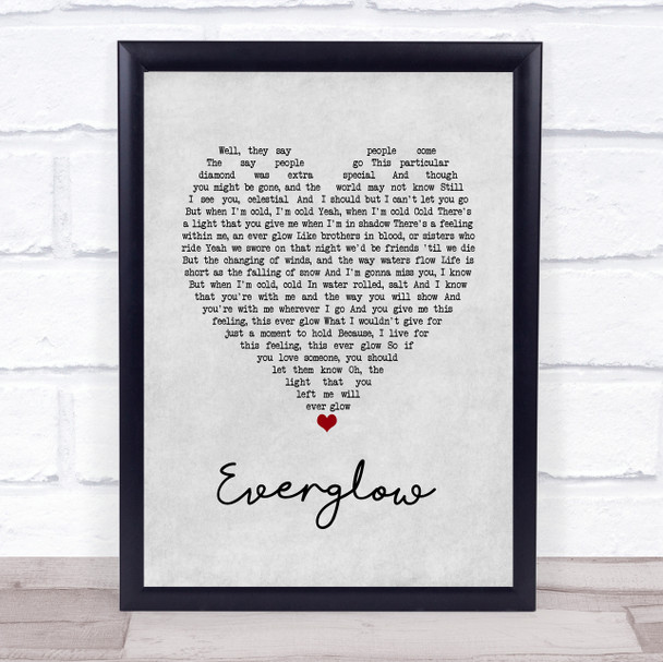 Coldplay Everglow Grey Heart Song Lyric Music Poster Print