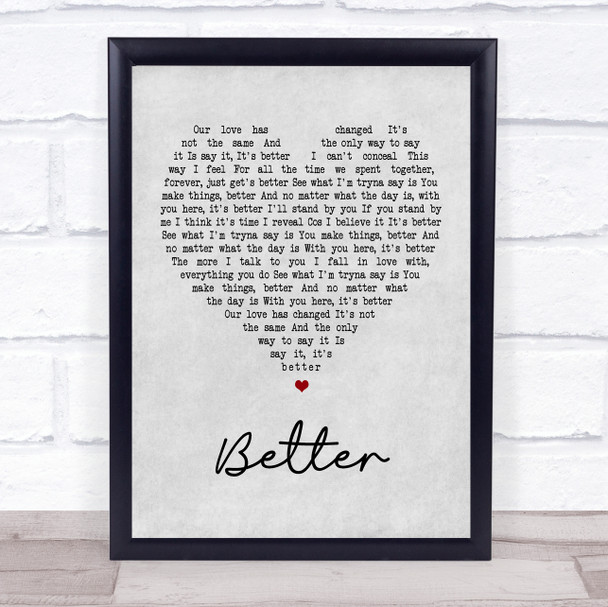 Tom Baxter Better Grey Heart Song Lyric Music Poster Print