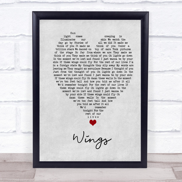 Birdy Wings Grey Heart Song Lyric Music Poster Print
