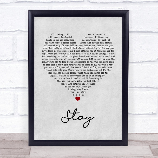 Rihanna ft. Mikky Ekko Stay Grey Heart Song Lyric Music Poster Print