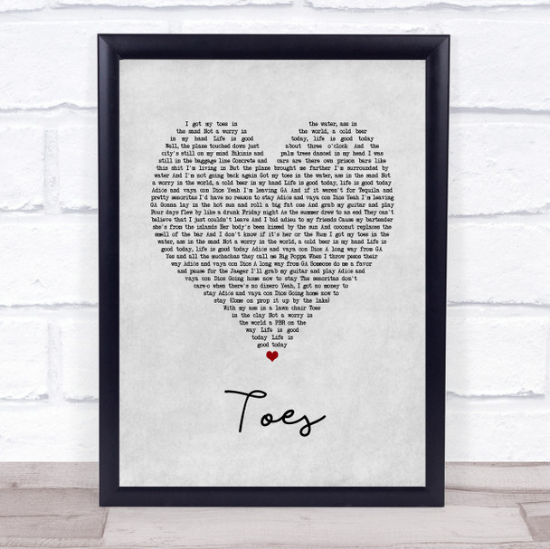 Zac Brown Band Toes Grey Heart Song Lyric Music Poster Print