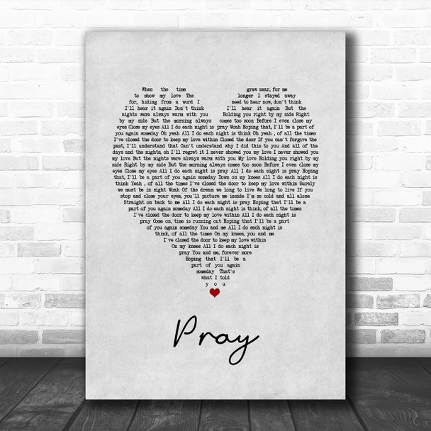 Take That Pray Grey Heart Song Lyric Music Poster Print