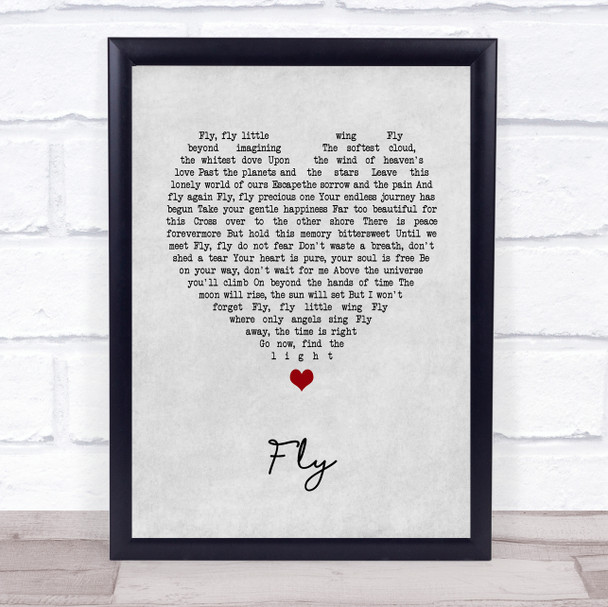 Céline dion Fly Grey Heart Song Lyric Music Poster Print