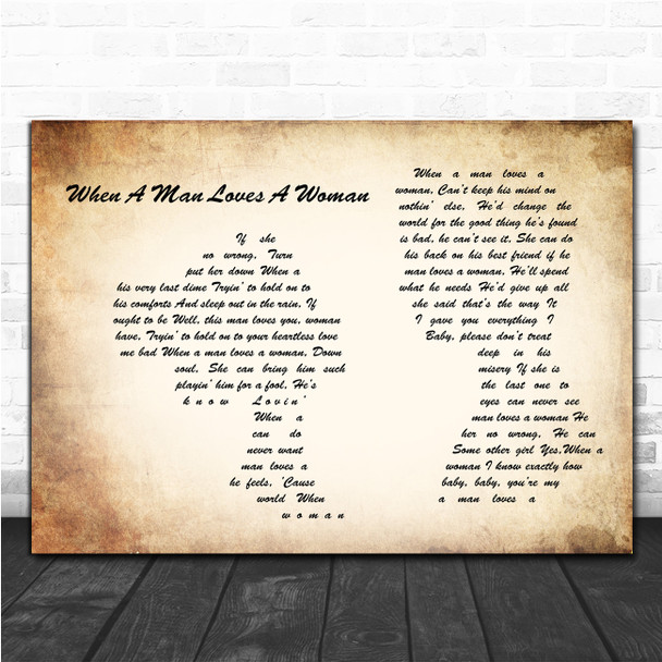 Percy Sledge When A Man Loves A Woman Man Lady Couple Song Lyric Music Poster Print