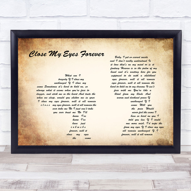 Valen - Ozzy Osbourne and Lita Ford Close my eyes forever Man Lady Couple Lyric Music Poster Print