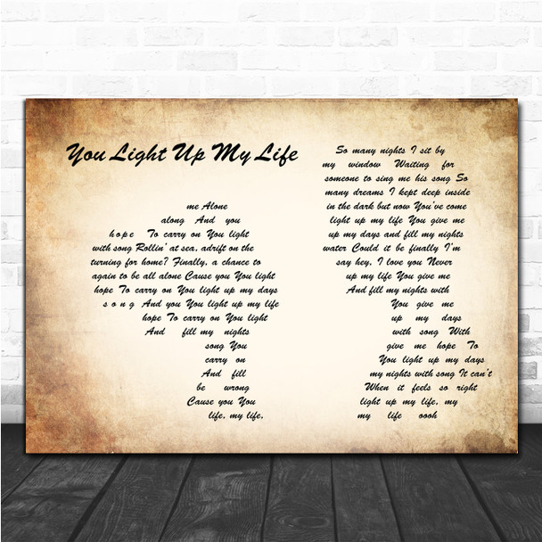 Whitney Houston You Light Up My Life Man Lady Couple Song Lyric Music Poster Print