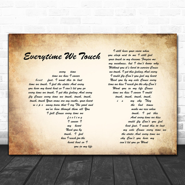 Cascada Everytime We Touch Man Lady Couple Song Lyric Music Poster Print