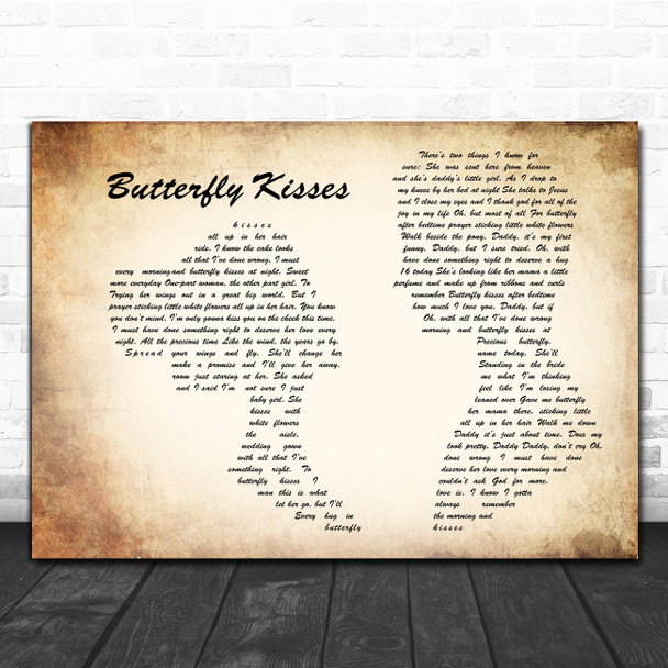 Bob Carlisle Butterfly Kisses Man Lady Couple Song Lyric Music Poster Print