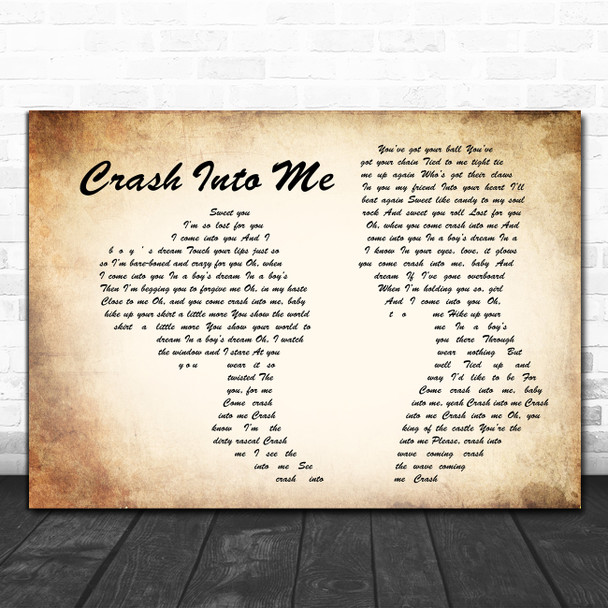 Dave Matthews Band Crash Into Me Man Lady Couple Song Lyric Music Poster Print