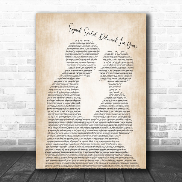 Stevie Wonder Signed, Sealed, Delivered I'm Yours Man Lady Bride Lyric Music Poster Print