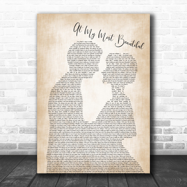 R.E.M. At My Most Beautiful Man Lady Bride Groom Wedding Song Lyric Music Poster Print