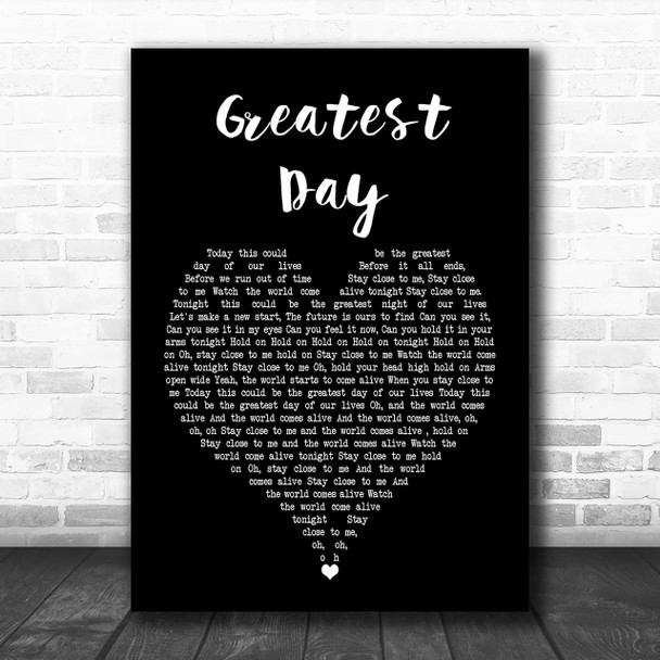Take That Greatest Day Black Heart Song Lyric Music Wall Art Print