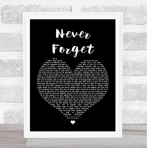 Take That Never Forget Black Heart Song Lyric Music Wall Art Print