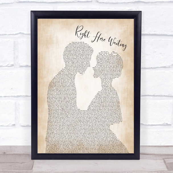 Richard Marx Right Here Waiting Man Lady Bride Groom Wedding Song Lyric Music Poster Print