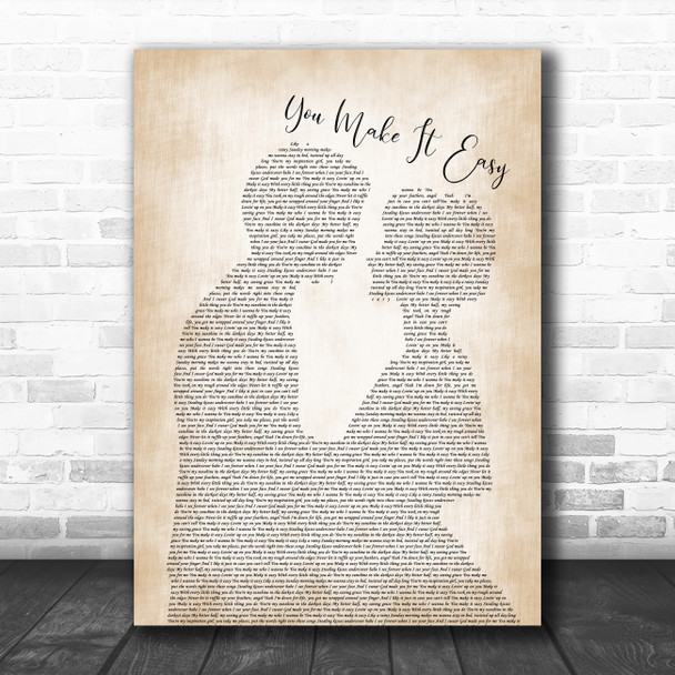 Jason Aldean You Make It Easy Man Lady Bride Groom Wedding Song Lyric Music Poster Print