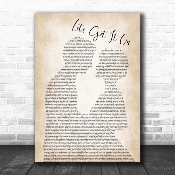 Marvin Gaye Let's Get It On Man Lady Bride Groom Wedding Song Lyric Music Poster Print