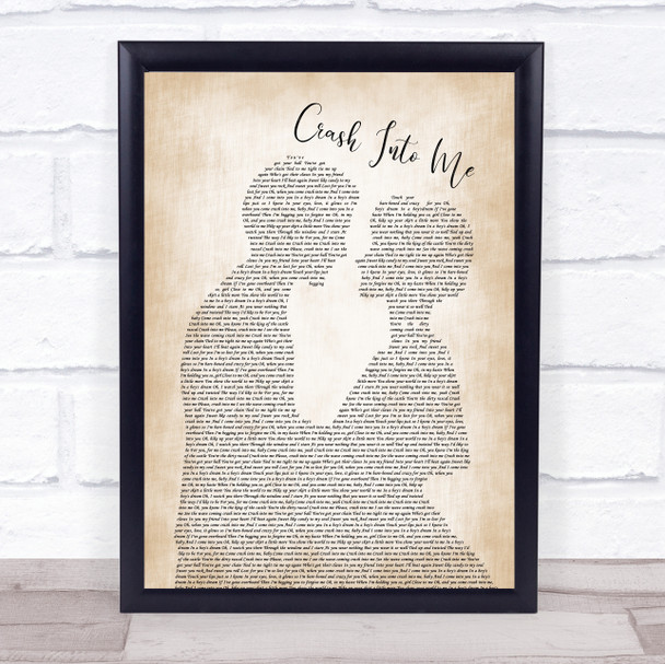 Dave Matthews Band Crash Into Me Man Lady Bride Groom Wedding Song Lyric Music Poster Print Dave Matthews Band Crash Into Me Man Lady Bride Groom Wedding Song Lyric Music Poster Print