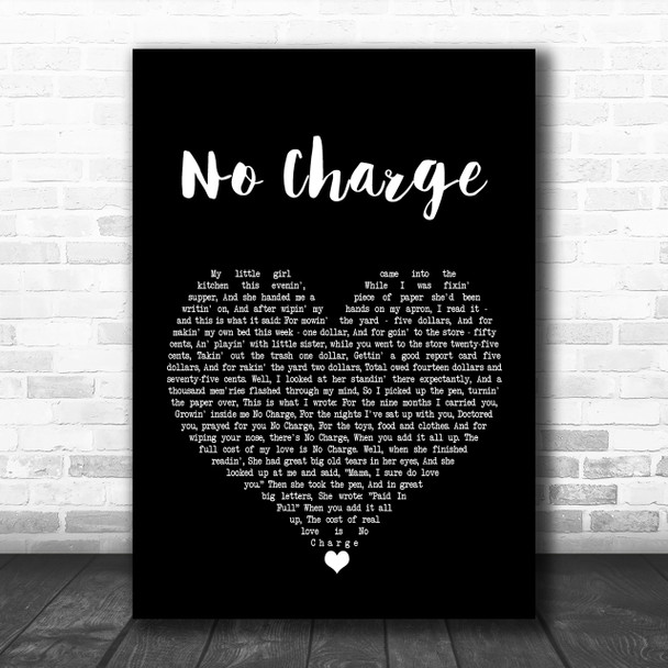 Tammy Wynette No Charge Black Heart Song Lyric Music Wall Art Print