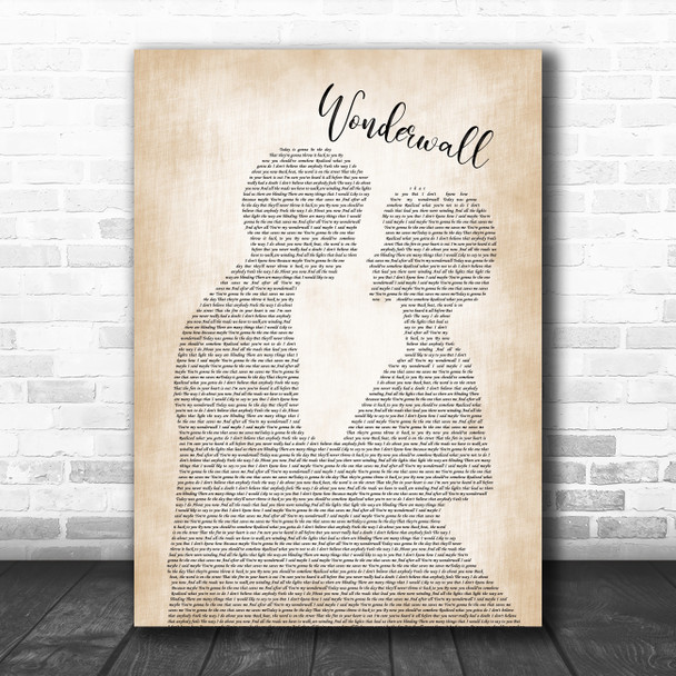 Oasis Wonderwall Man Lady Bride Groom Wedding Song Lyric Music Poster Print