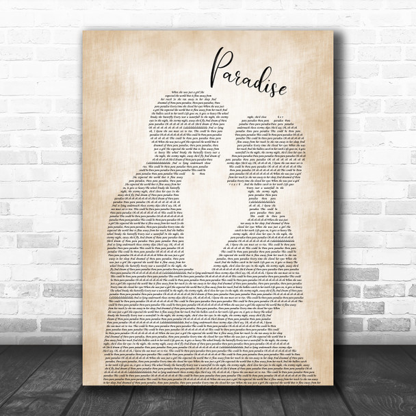 Coldplay Paradise Man Lady Bride Groom Wedding Song Lyric Music Poster Print