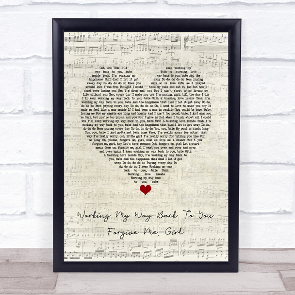 The Spinners Working My Way Back To You Forgive Me, Girl Script Heart Lyric Music Poster Print