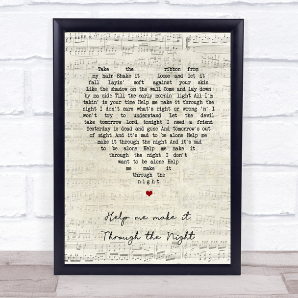 Gladys Knight Help Me Make It Through The Night Script Heart Song Lyric Music Poster Print