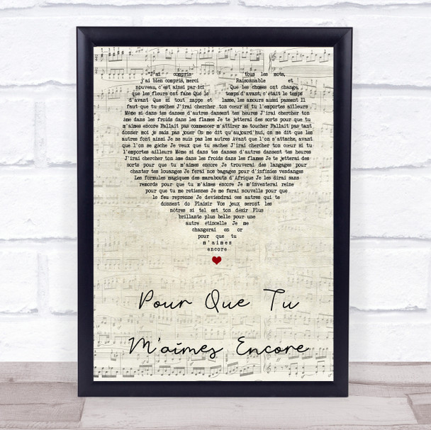 Celine Dion Pour Que Tu M'aimes Encore Script Heart Song Lyric Music Poster Print