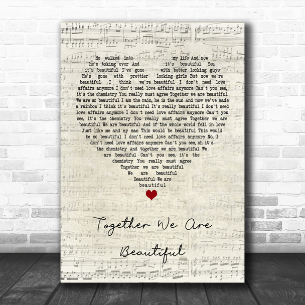 Fern Kinney Together We Are Beautiful Script Heart Song Lyric Music Poster Print