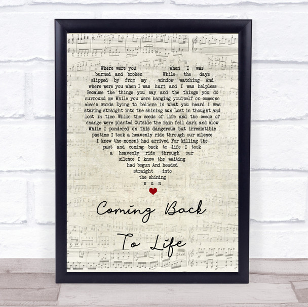 Pink Floyd Coming Back To Life Script Heart Song Lyric Music Poster Print