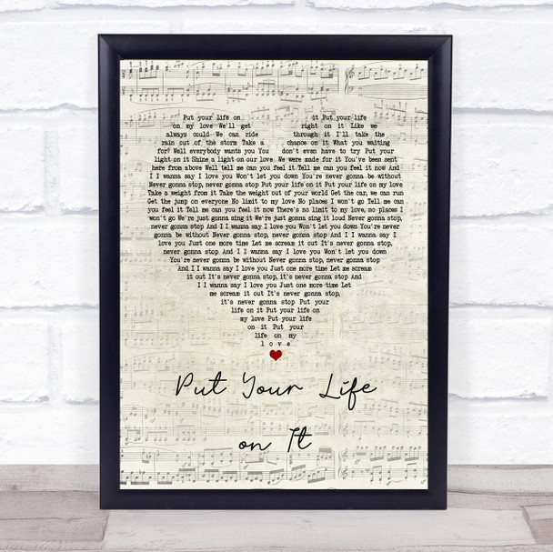 Kasabian Put Your Life on It Script Heart Song Lyric Music Poster Print