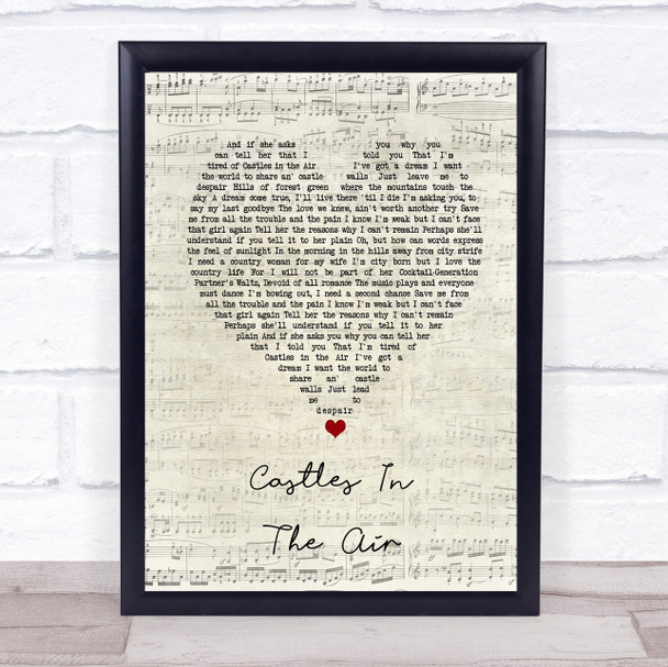 Don McLean Castles In The Air Script Heart Song Lyric Music Poster Print