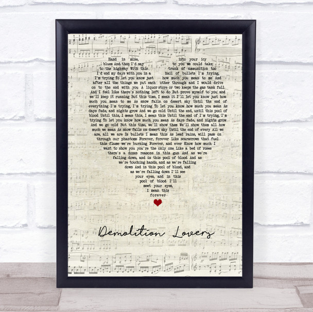 My Chemical Romance Demolition Lovers Script Heart Song Lyric Music Poster Print