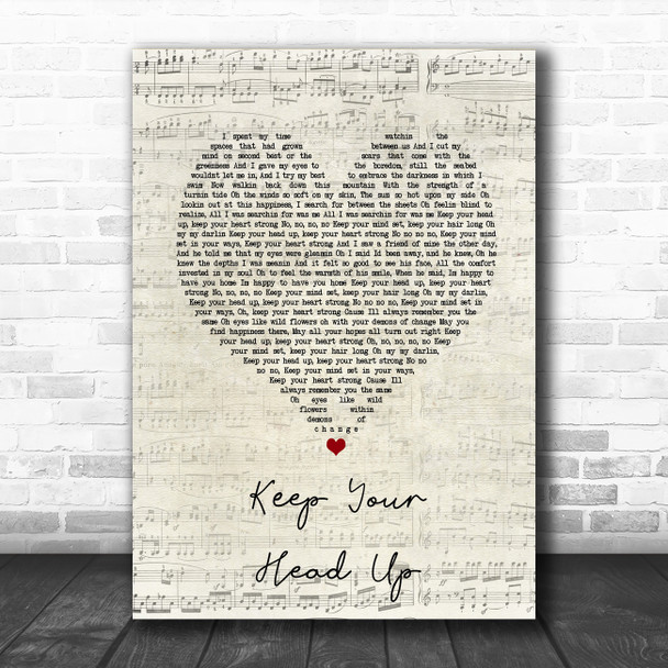 Ben Howard Keep Your Head Up Script Heart Song Lyric Music Poster Print