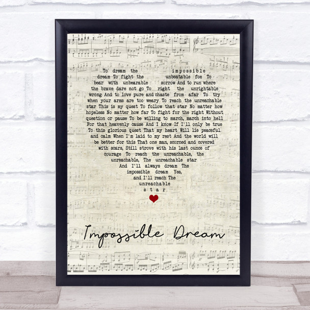 Luther Vandross Impossible Dream Script Heart Song Lyric Music Poster Print