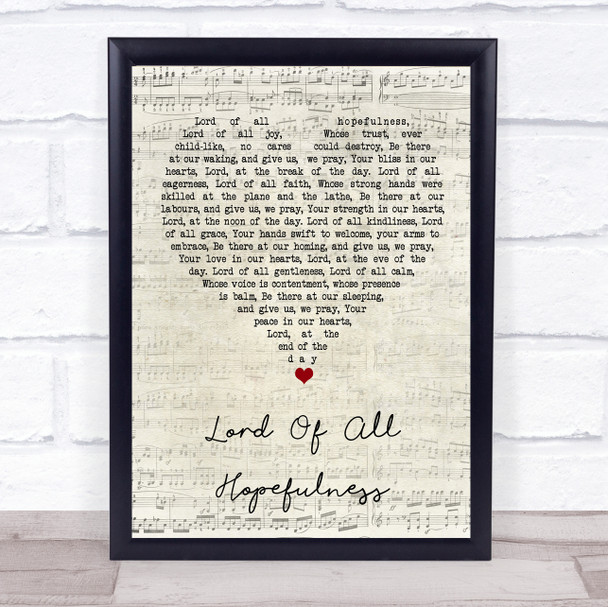 Lord of all hopefulness Jan Struther Script Heart Song Lyric Music Poster Print