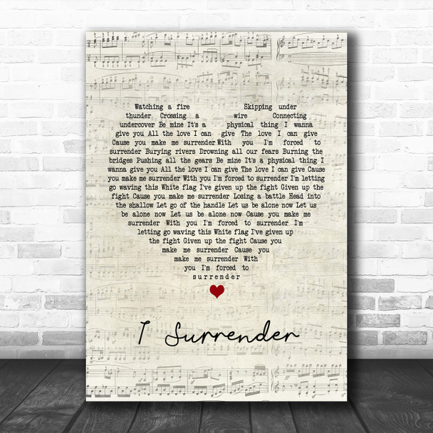 Clare Maguire I surrender Script Heart Song Lyric Music Poster Print