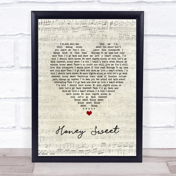 Blossoms Honey Sweet Script Heart Song Lyric Music Poster Print