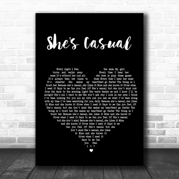 The Hunna She's Casual Black Heart Song Lyric Music Wall Art Print