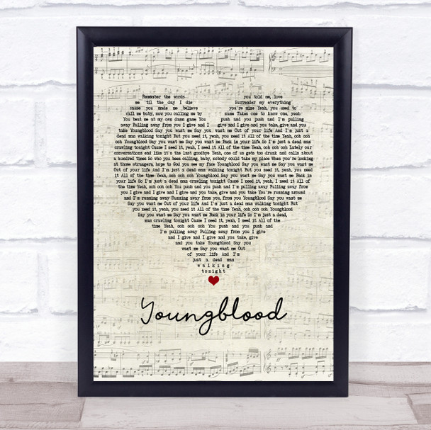 5 Seconds Of Summer Youngblood Script Heart Song Lyric Music Poster Print