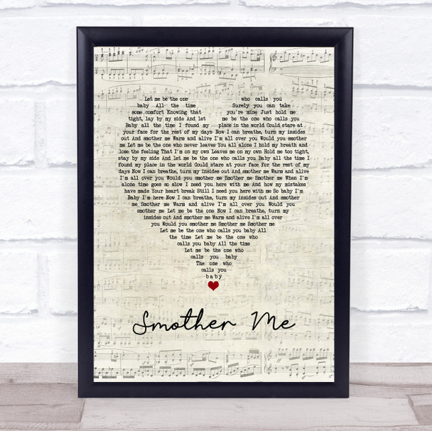 The Used Smother Me Script Heart Song Lyric Music Poster Print