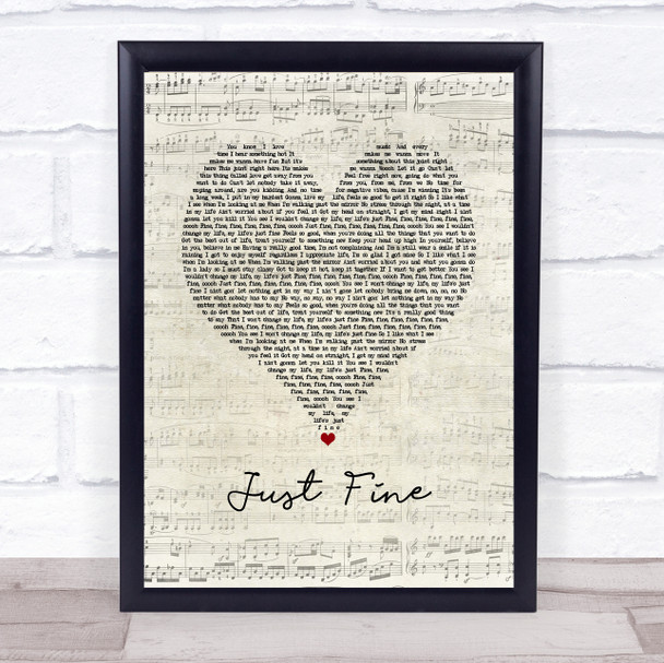 Mary J Blige Just Fine Script Heart Song Lyric Music Poster Print