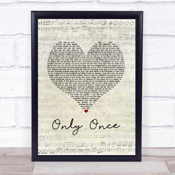 Bob Marley Only Once Script Heart Song Lyric Music Poster Print