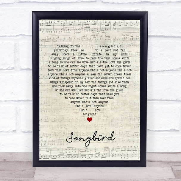 Oasis Songbird Script Heart Song Lyric Music Poster Print