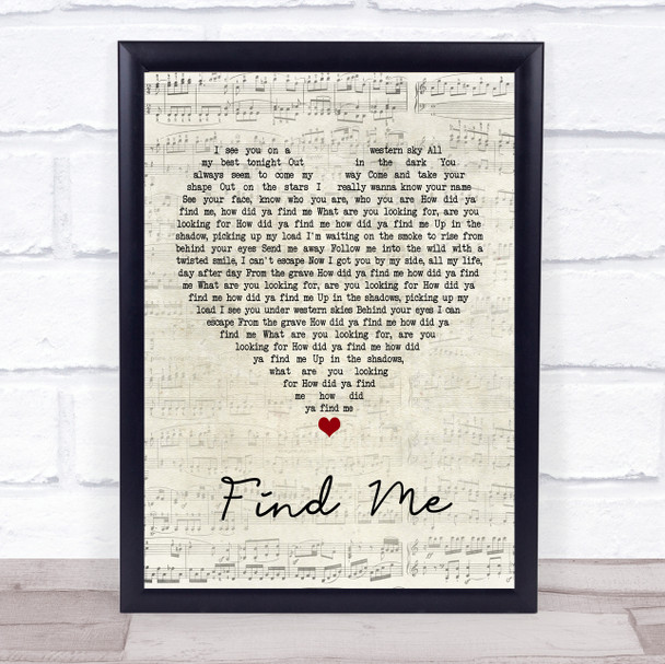 Kings Of Leon Find Me Script Heart Song Lyric Music Poster Print