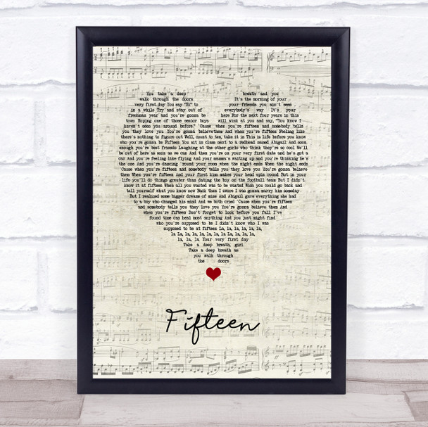 Taylor Swift Fifteen Script Heart Song Lyric Music Poster Print