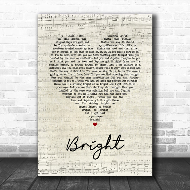 Echosmith Bright Script Heart Song Lyric Music Poster Print