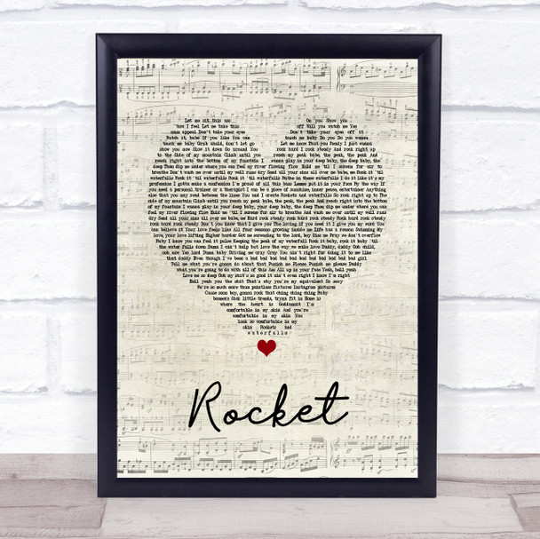 Beyoncé Rocket Script Heart Song Lyric Music Poster Print