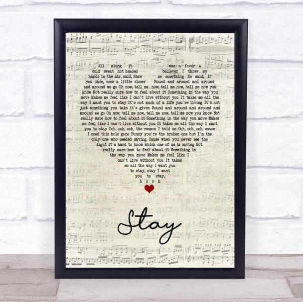 Rihanna ft. Mikky Ekko Stay Script Heart Song Lyric Music Poster Print