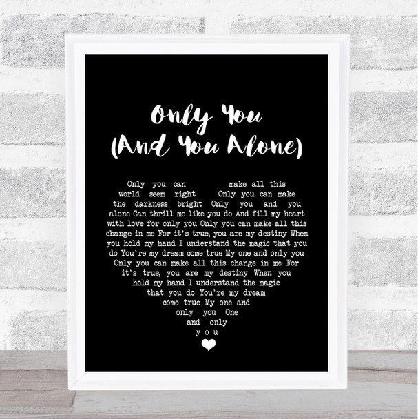 The Platters Only You (And You Alone) Black Heart Song Lyric Music Wall Art Print